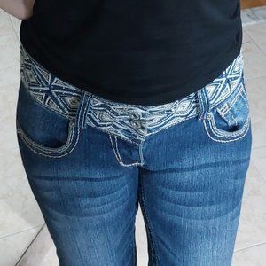 Angels Beautiful Junior Denim Embroidery Belt Jeans